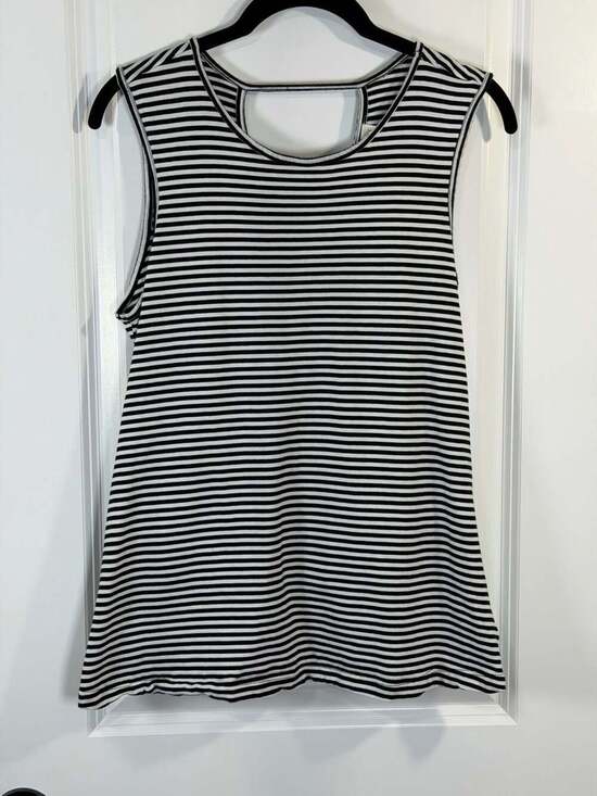 Francesca’s Alya Tops - Francesca's Alya Black and White Striped Surplice Back Tank Top Size XS